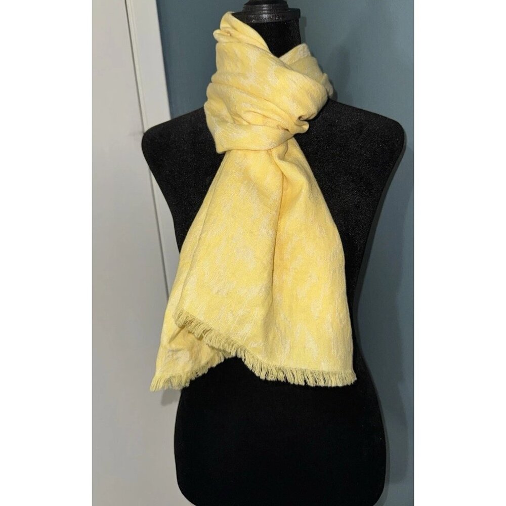 Chicos Scarf Cotton Viscose Blend Long Rectangle Buttery Yellow Coastal Wrap